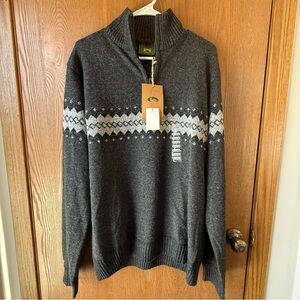 Stillwater Supply Co., Charcoal Zip-Up Sweater with Pattern, Size X-Large